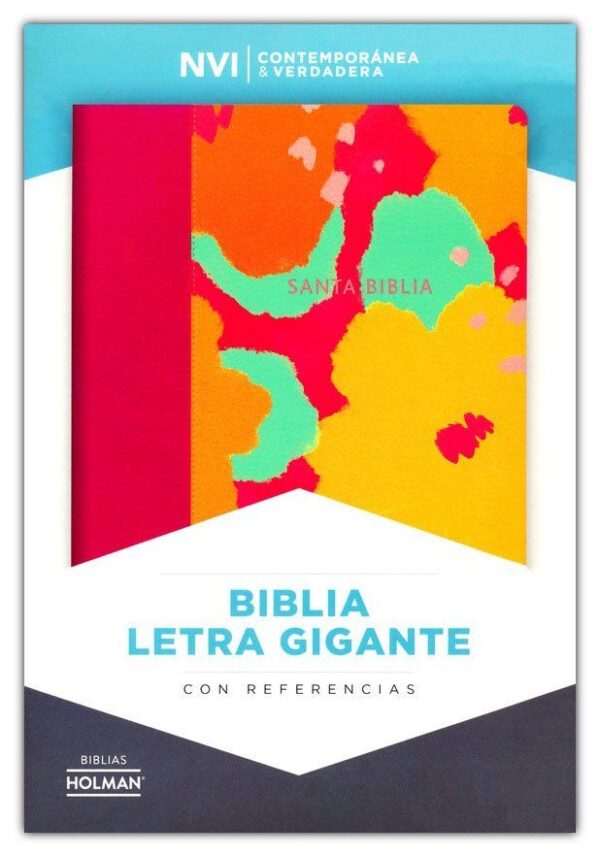 biblia letra gigante con referencias nvi floral simil piel