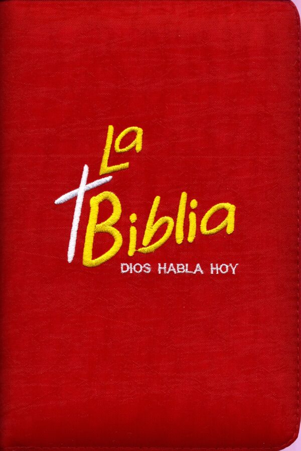 Biblia bordada roja Dios Habla Hoy DHH Letra Grande con cierre