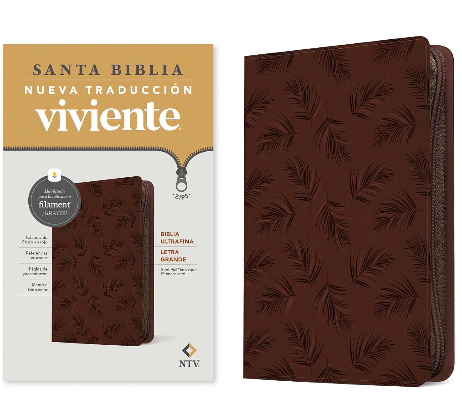 Biblia NTV Cafe /Cierre Letra Grande/ Ultrafina Filament